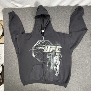 UFC Ultimate Fighting Championship Hoodie Mens XL Black Graphic Zip Sweatshirt